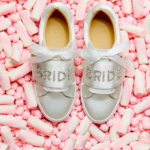 Blue by Betsey Johnson Liana Satin Jeweled Bride Sneakers Size 6.5